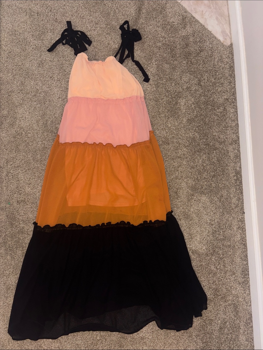 FAVLUX Colorblocked Tiered Maxi Dress